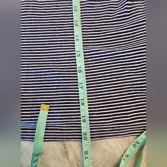 Lauren Ralph Lauren Petite Navy Striped 3/4 Sleeve Cotton Top P/L - Picture 7 of 10